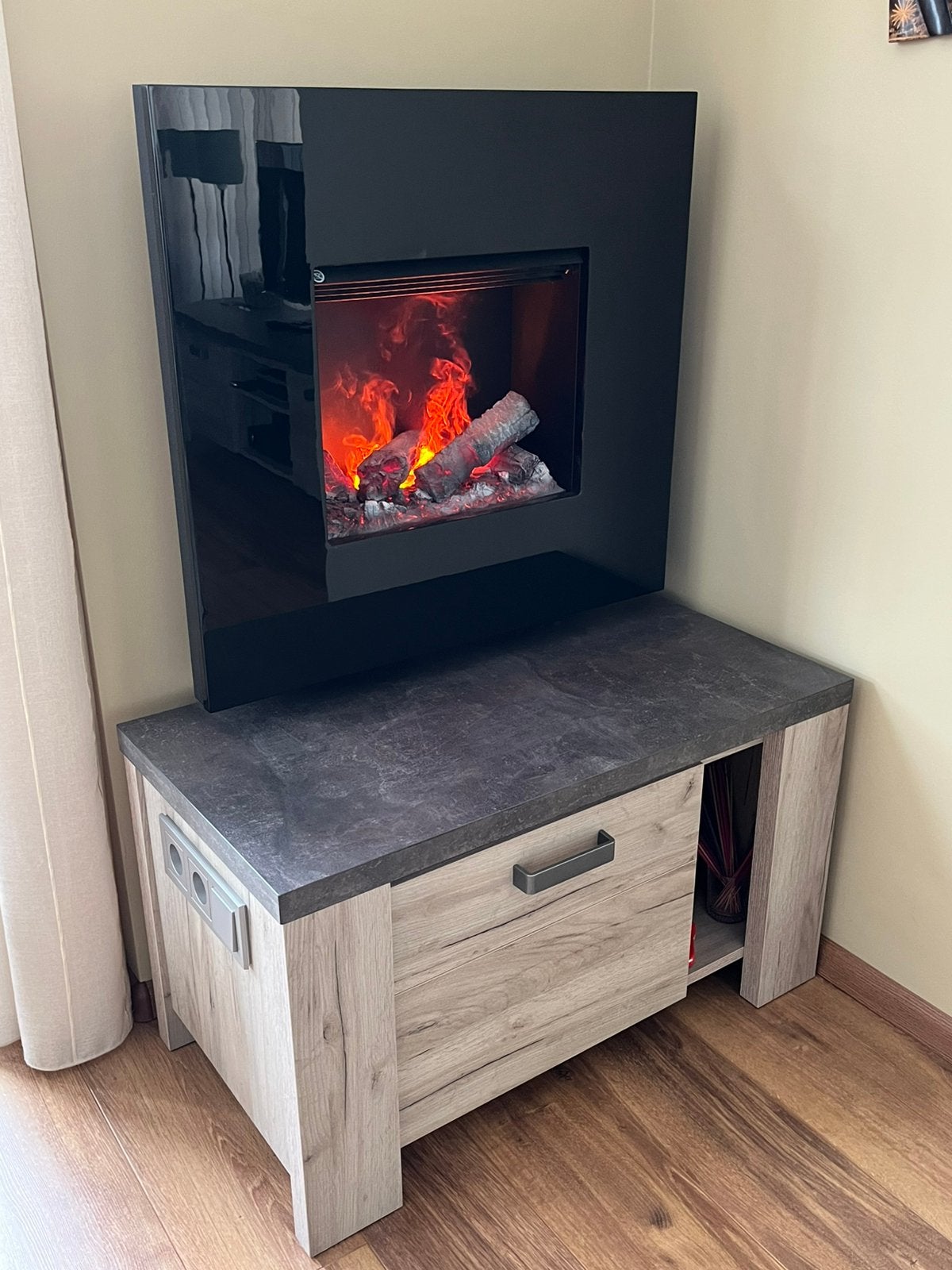 Faber Opti Myst sfeerhaard, zwart, 74 cm breed, muurmontage, Ophalen, Zo goed als nieuw, Hangende haard, Elektrische haard