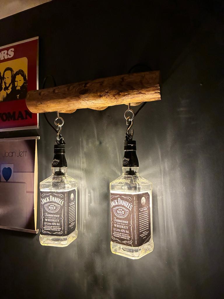 Jack Daniel’s Wandlamp kastanje rondhout, Ophalen of Verzenden, Nieuw, Glas, Mancave