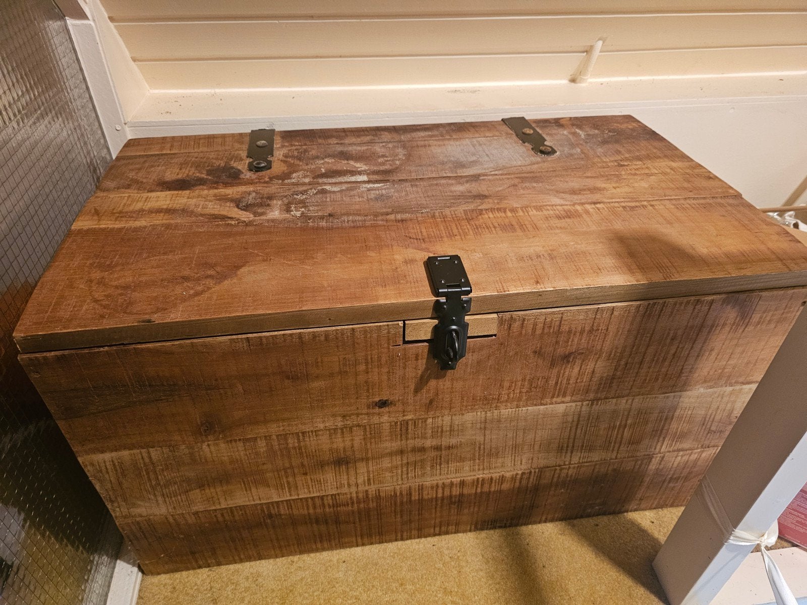 Houten kist van mangohout, Huis en Inrichting, Woonaccessoires | Kisten, Ophalen, 50 – 75, Gebruikt, 50 tot 100 cm