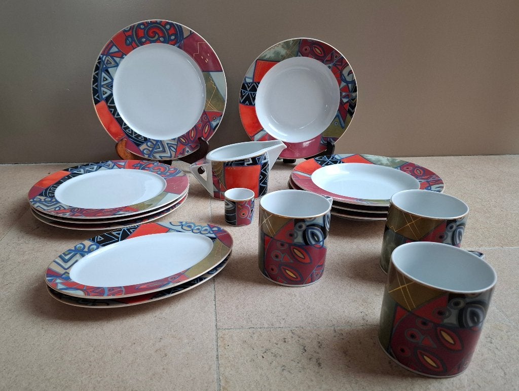 Vintage Memphis style serviesgoed Freiburger Sachsen Germany, Overige typen, Ophalen of Verzenden, Zo goed als nieuw, Overige stijlen