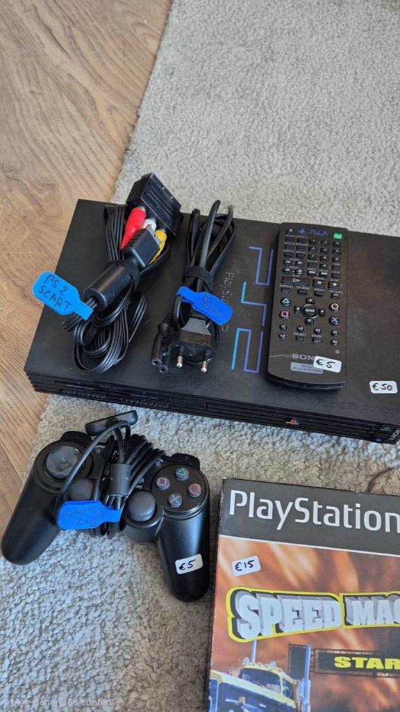 PS2 Fat Console + 7 Games + Controller, Gebruikt, 1 speler, Ophalen of Verzenden, Strategie en Constructie