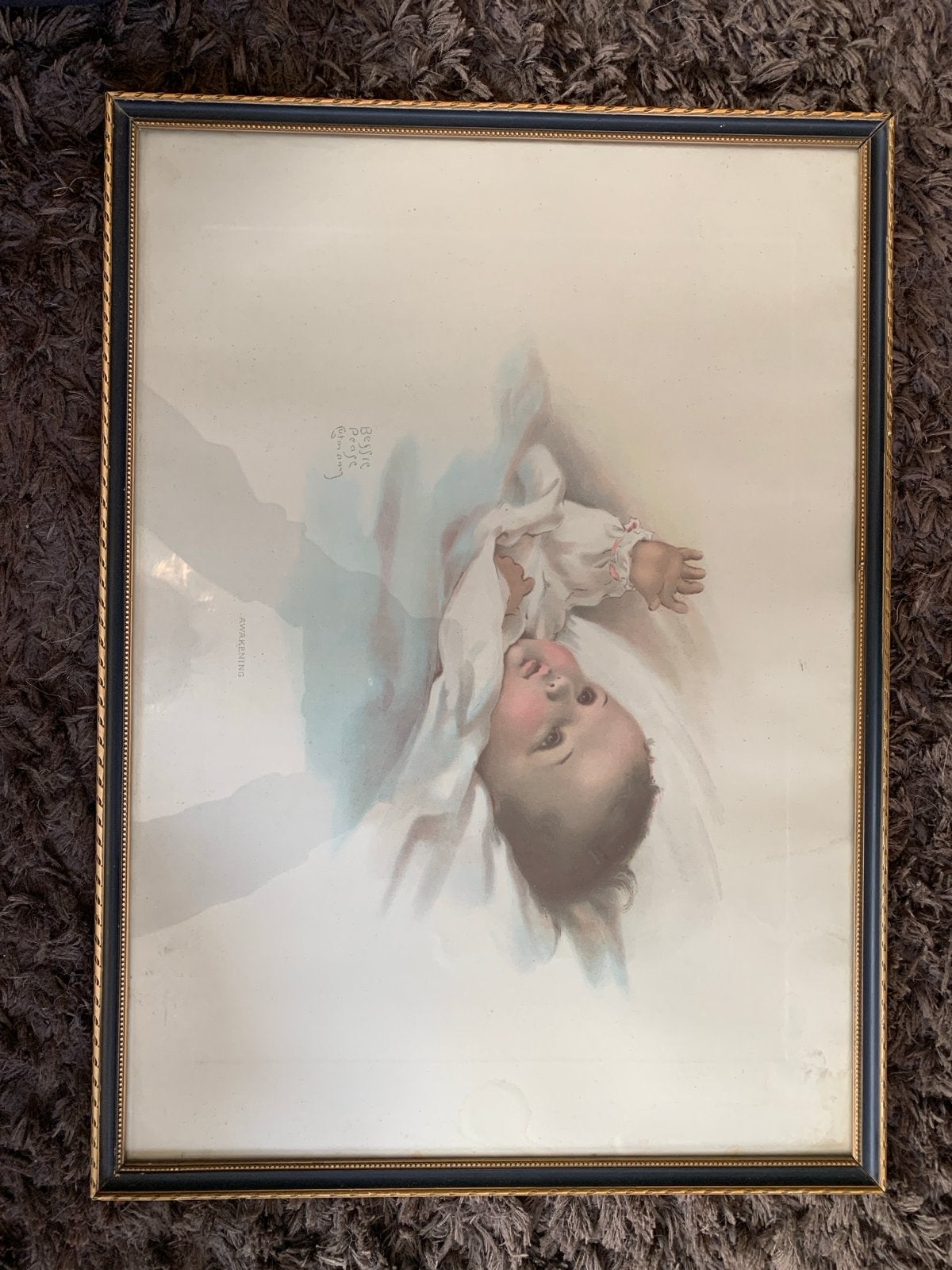 Vintage Bessie Pease Gutmann 'Awakening' Baby Print, Ophalen