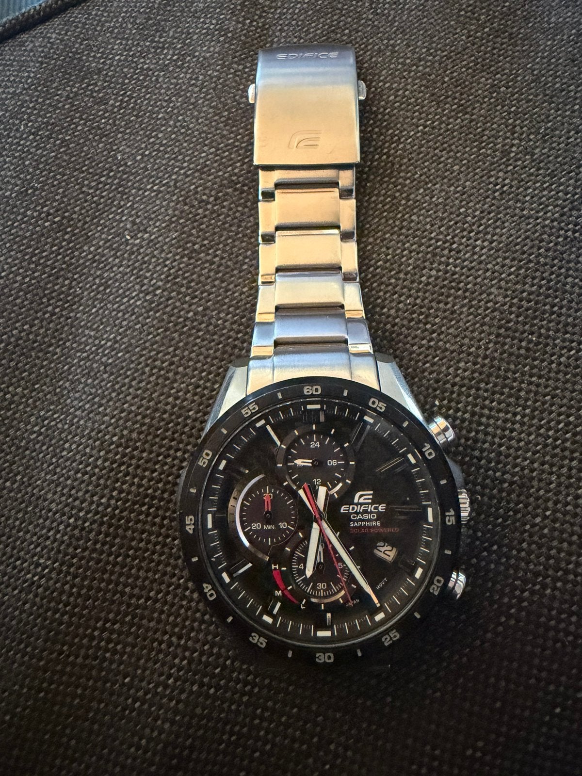 Casio edifice solar safier glas, Ophalen, Zo goed als nieuw, Staal, Overige merken