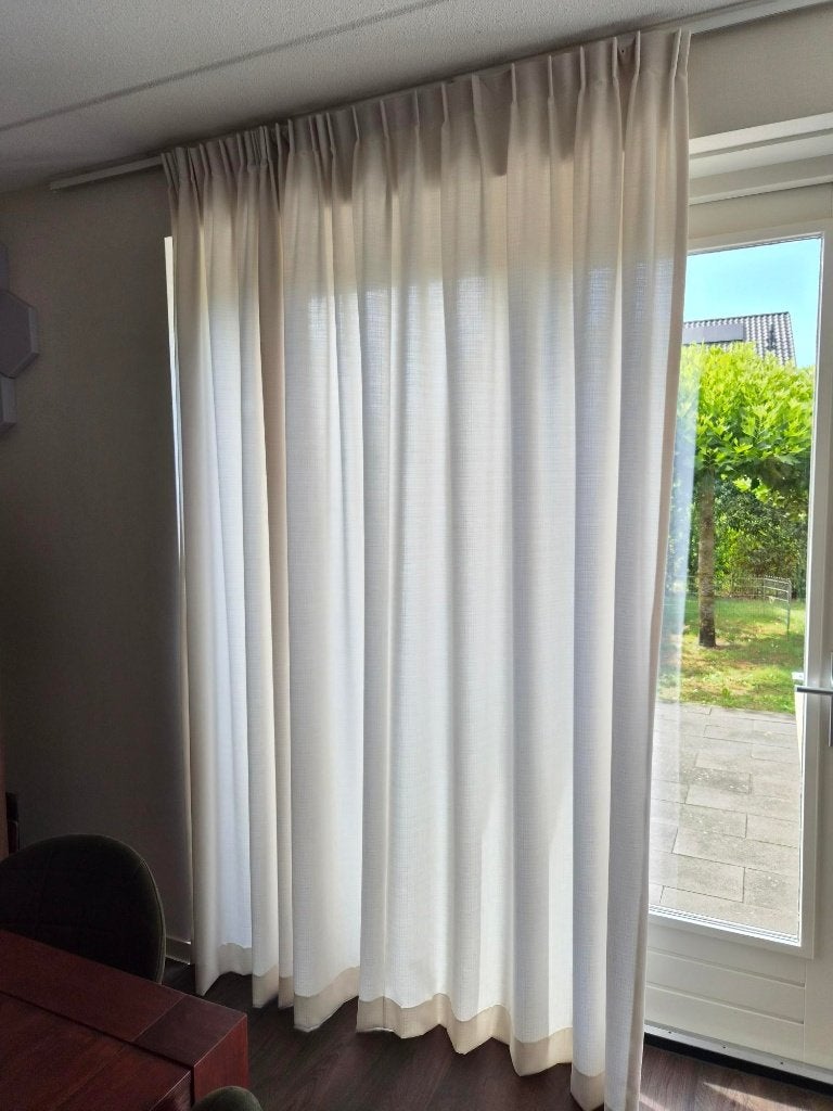 wit/beige gordijnen 260 cm hoog, Gebruikt, Beige, Ophalen of Verzenden, 260 cm