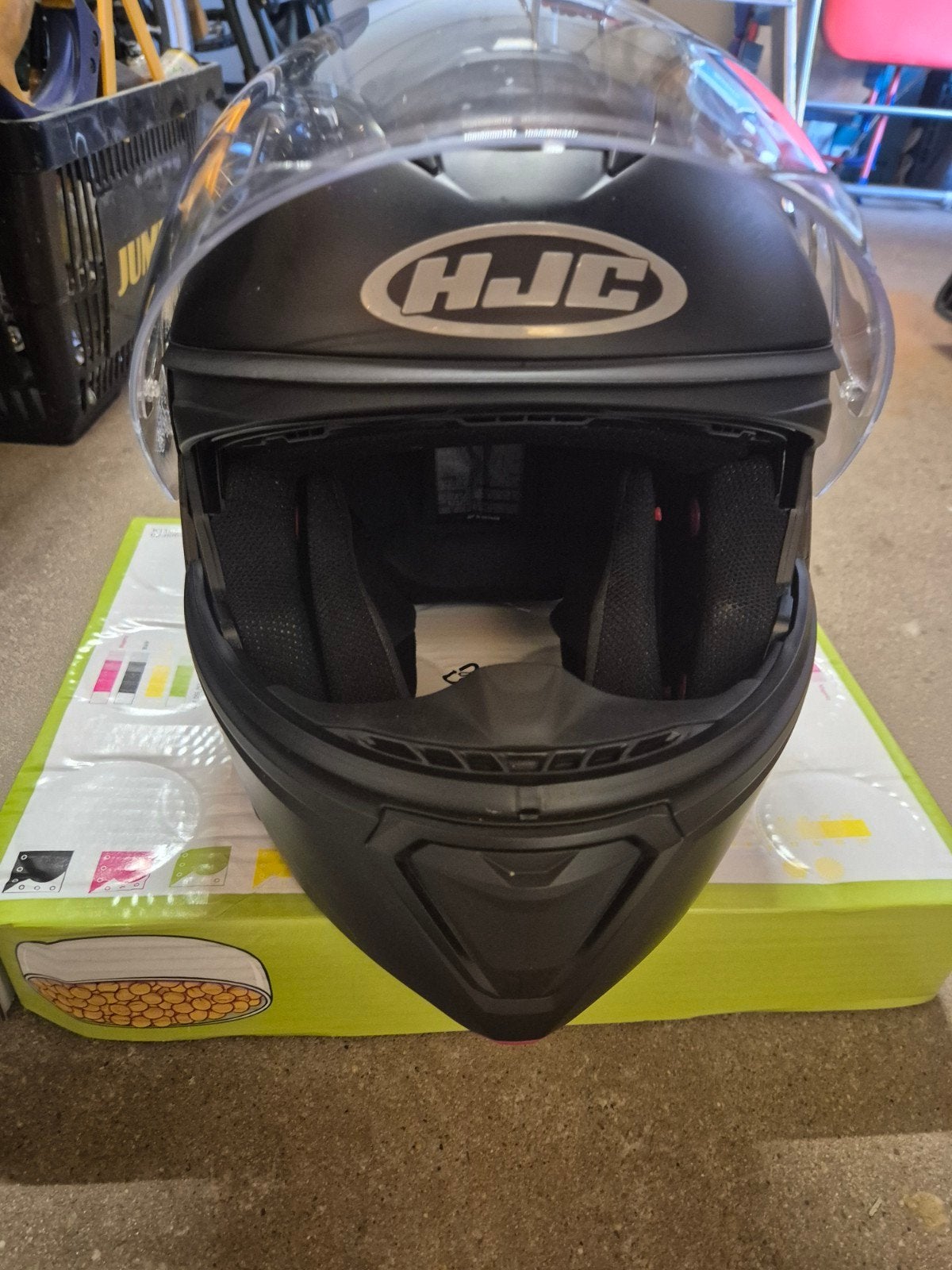 HJC motorhelm mat zwart., Motoren, Ophalen of Verzenden, Integraalhelm, Tweedehands, XL