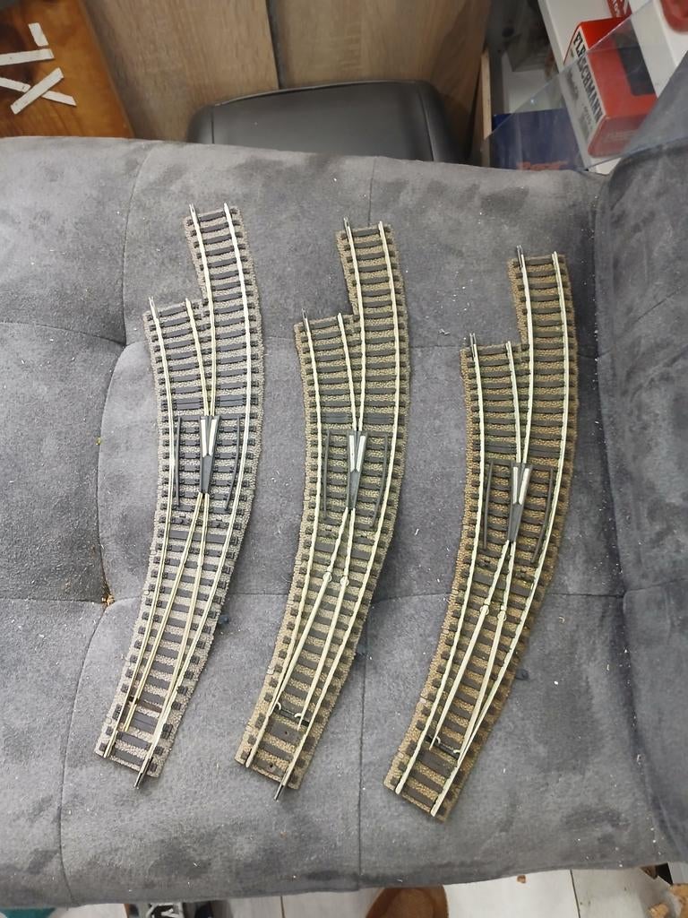3x Fleischmann G142 L Wissel - Gebruikt, Gebruikt, Gelijkstroom, Fleischmann, Rails