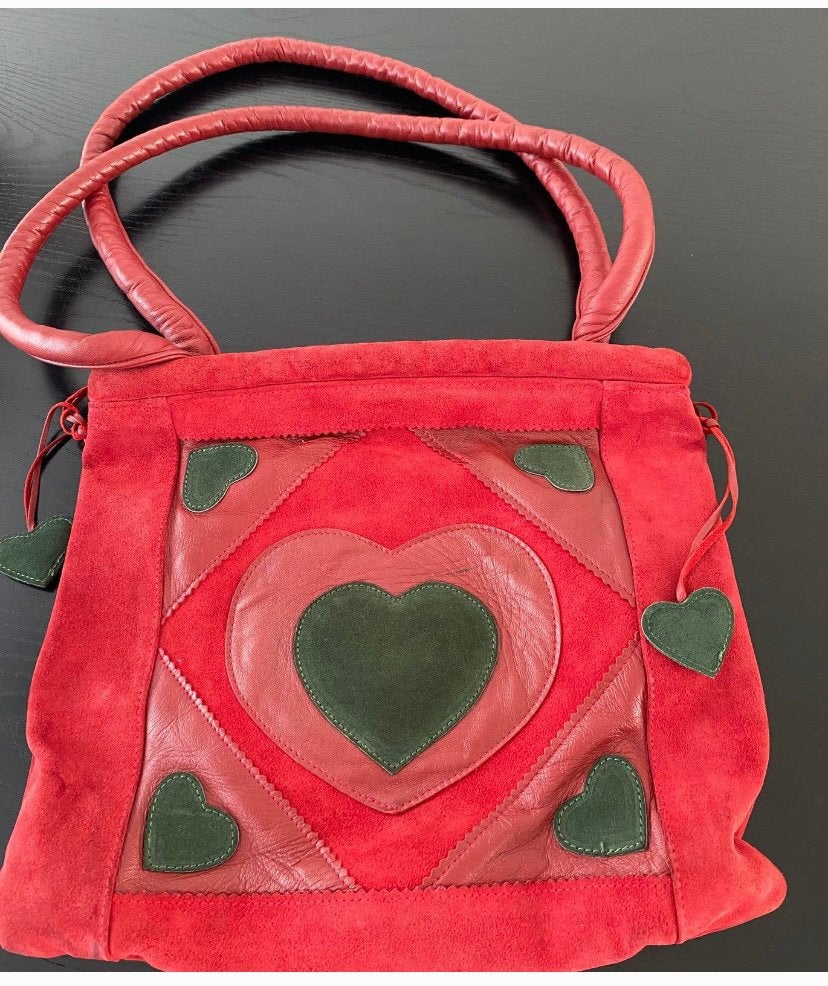 Vintage Teufel design germany dirndtas van rood leer & suede, Ophalen of Verzenden, Zo goed als nieuw, Rood