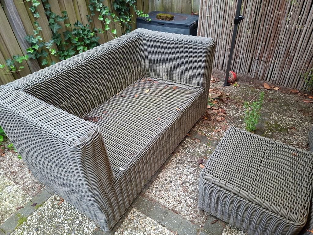 Loungeset - 2 Stoelen en Bank (ophalen in Ermelo), Ophalen, Gebruikt, Kunststof, Bank