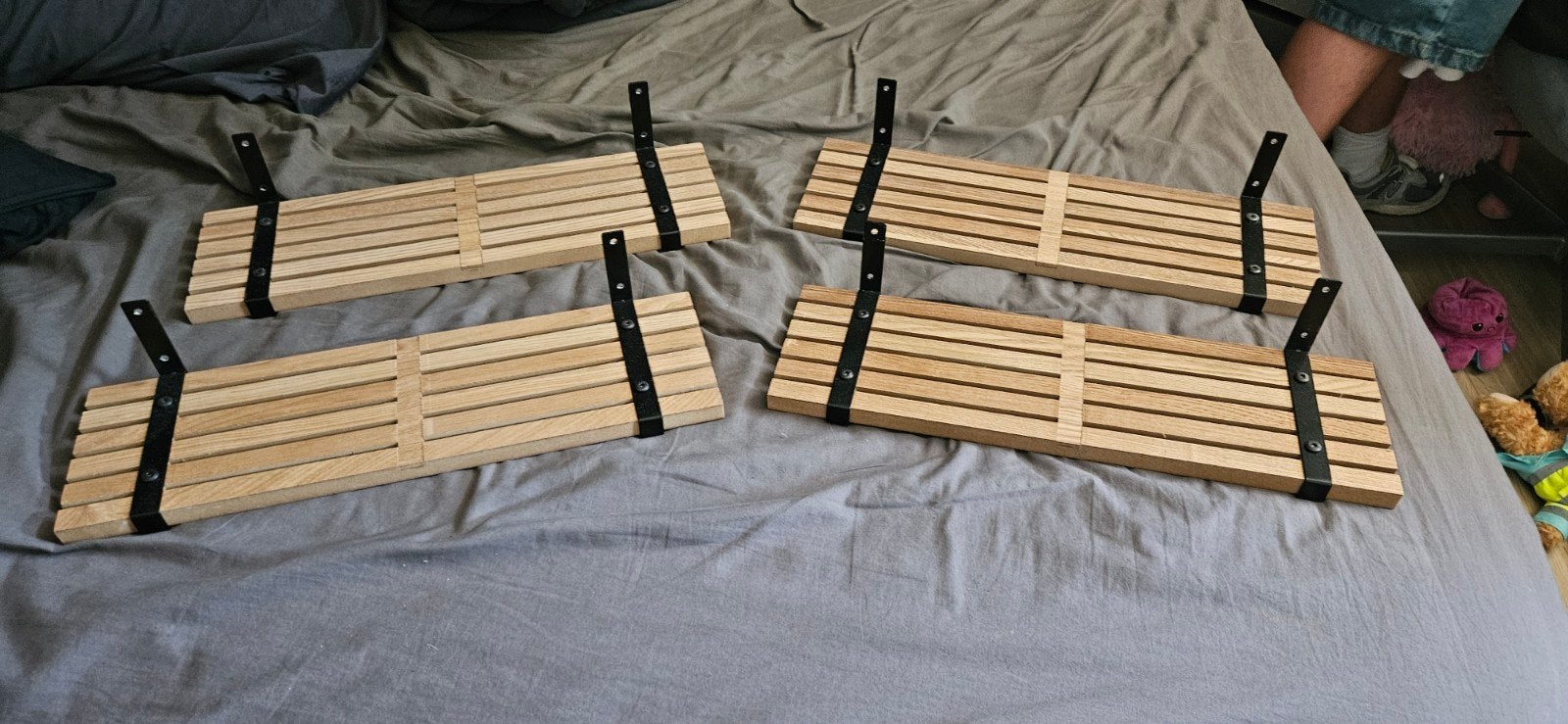 4x Houten lattenbodem planken met metalen beugels, Ophalen