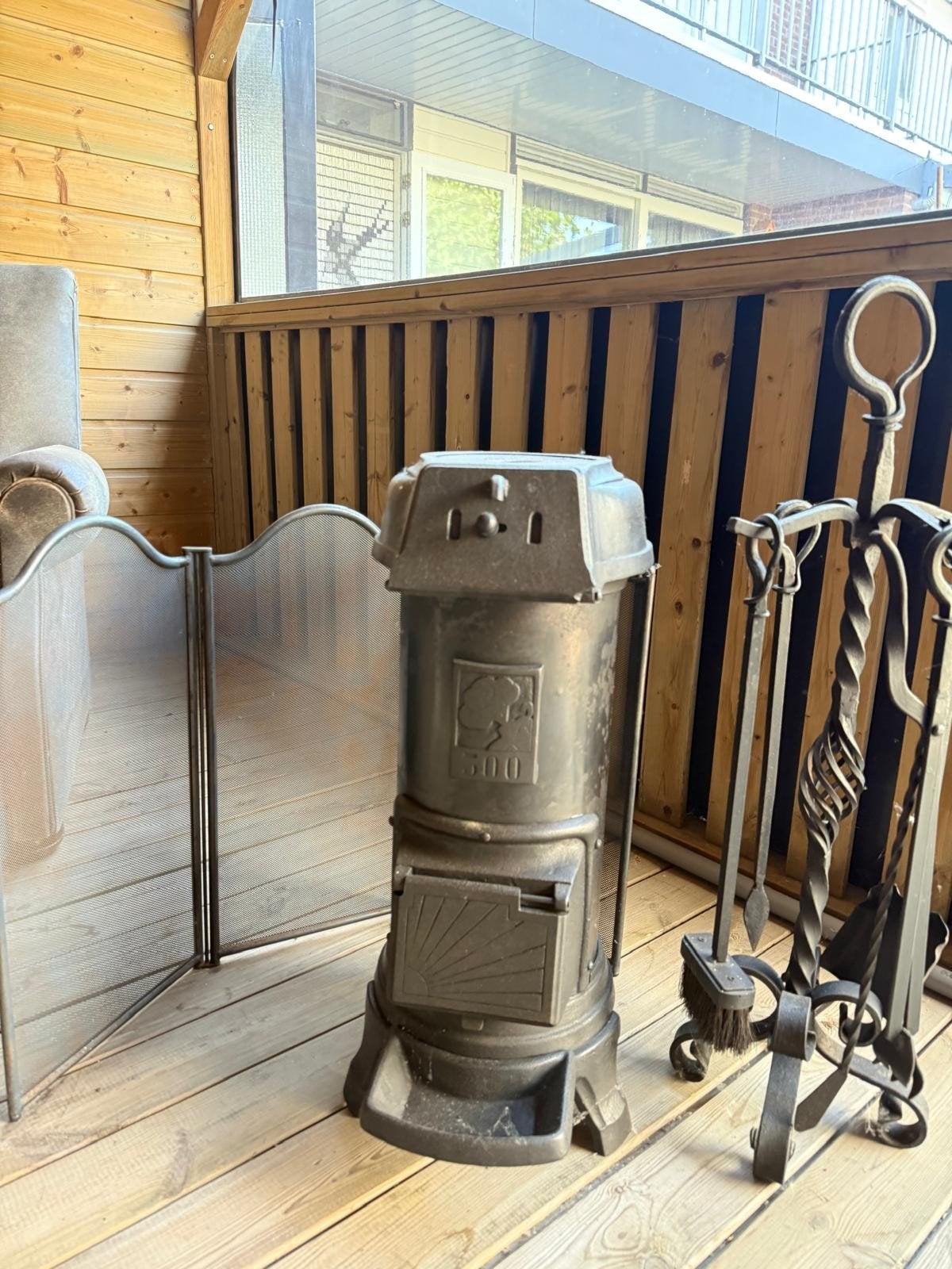 potkachel met accessoires inclusief spatscher, Ophalen, Hout, Houtkachel
