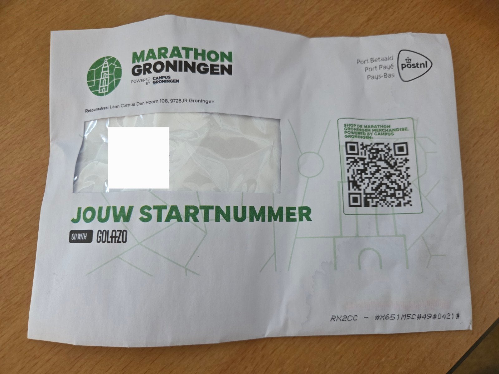 Startbewijs Halve Marathon van Groningen, Ophalen