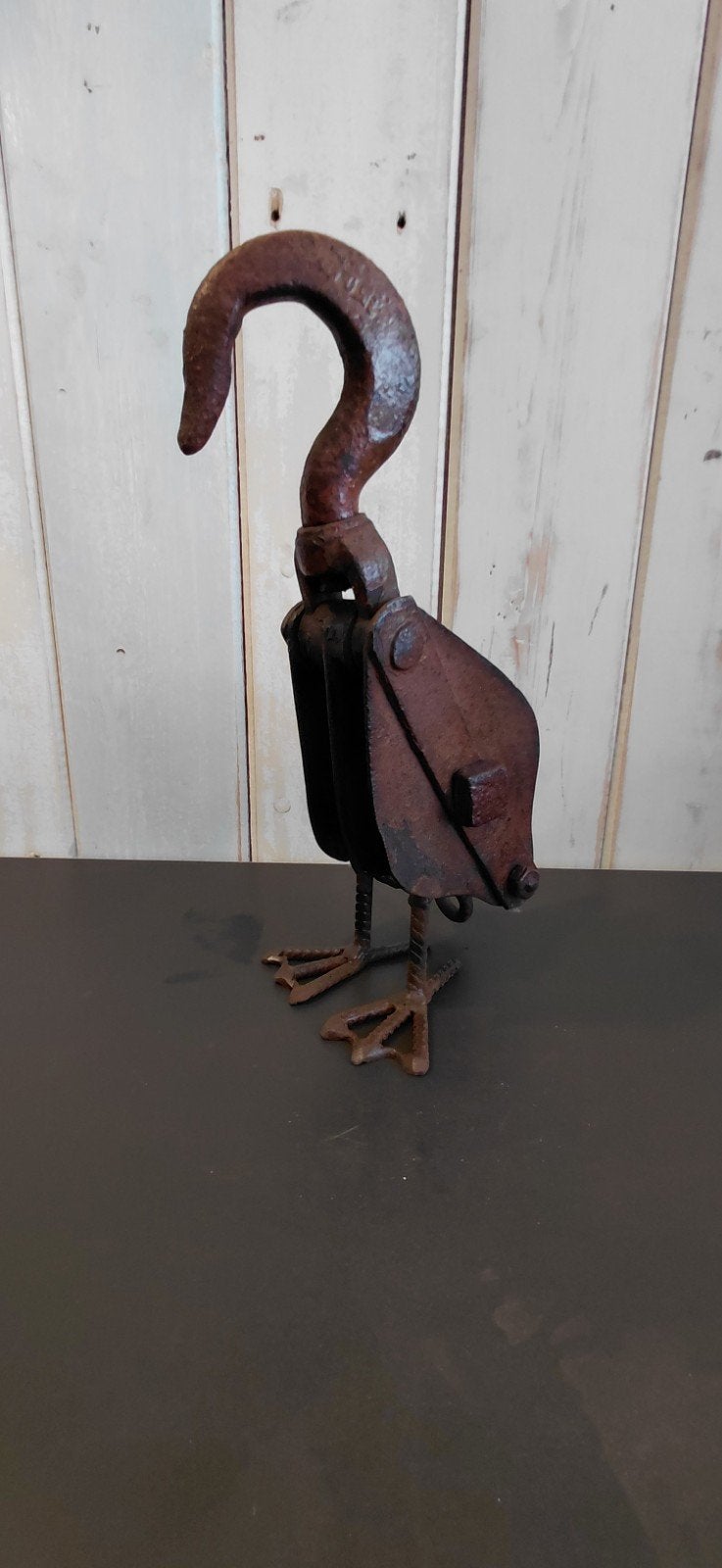 Metalen vogel gemaakt van oud katrol - upcycling - metal art, Ophalen of Verzenden, Metaal