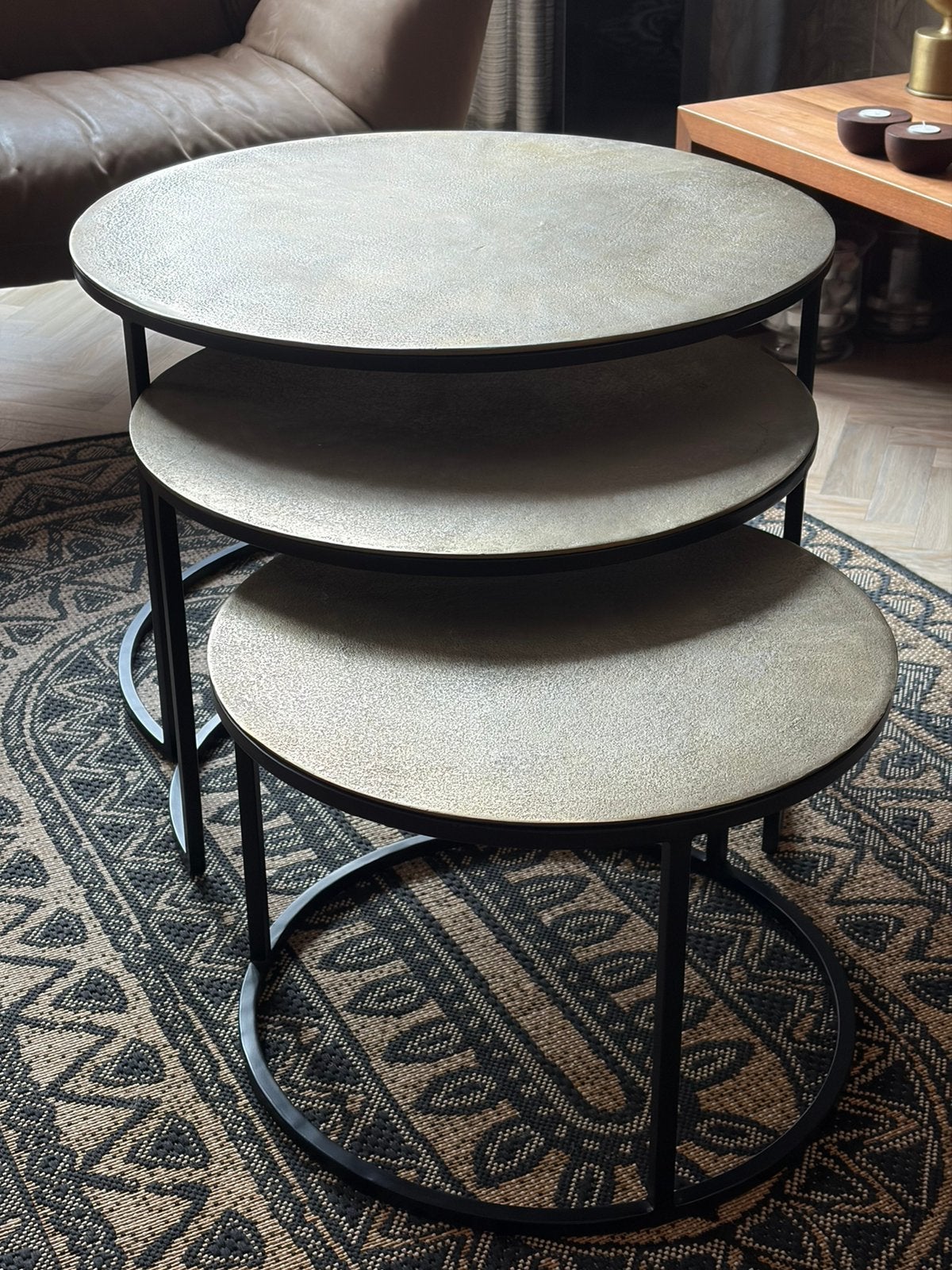 Metalen salontafel set, Ophalen, Rond, 50 tot 100 cm, Zo goed als nieuw