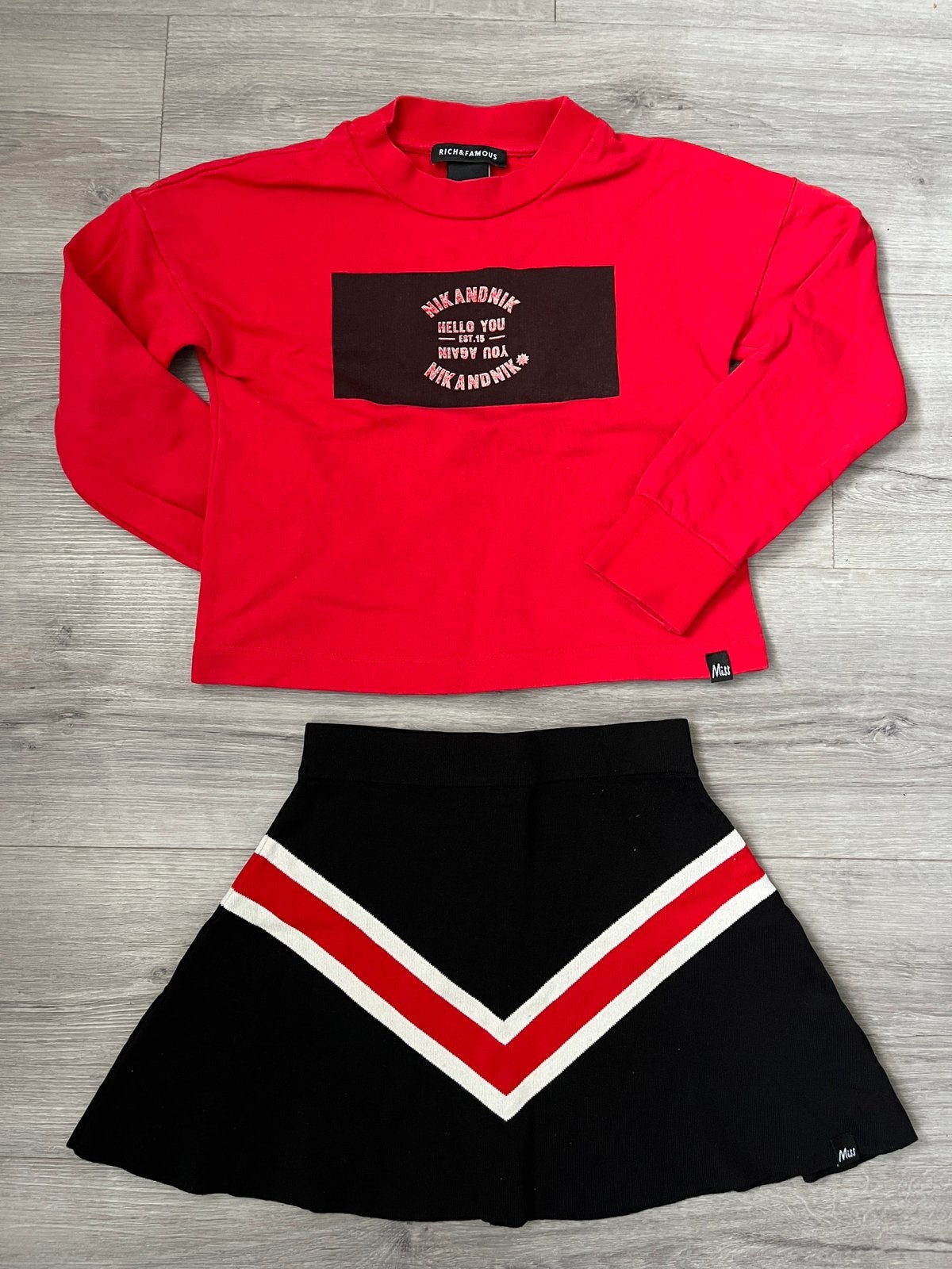 NIKKIE sweater en rokje maat 128 - miss Nik and Nik, Ophalen of Verzenden, Gebruikt, Meisje, Setje