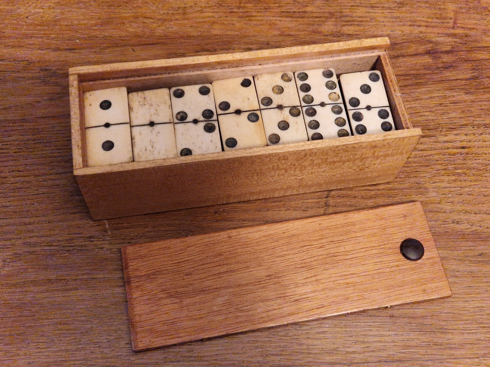 Vintage domino been/hout, 50 X 25 mm, Vintage, Vintage, Vintage, Ophalen of Verzenden