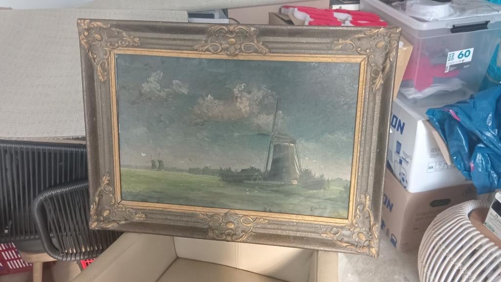 Mooie landschap v. j. De bruijs  oude olie verf 73,7 53,3, Ophalen of Verzenden