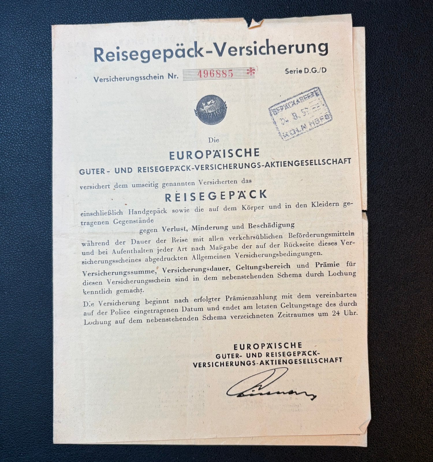 Brochure Duitse spoorwegen ‘Reisegepäck-Versicherung’ (1957), Ophalen of Verzenden, Gebruikt, Trein, Boek of Tijdschrift