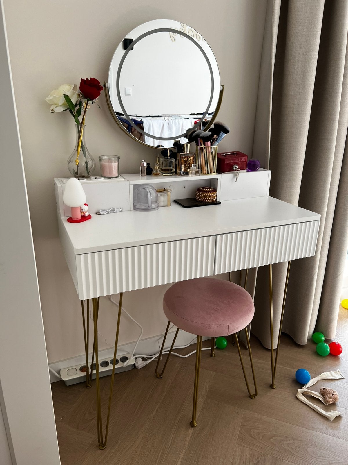 Makeuptafel/kaptafel met bankje, Huis en Inrichting, Tafels | Kaptafels, Ophalen, Zo goed als nieuw, 50 tot 100 cm, Minder dan 100 cm