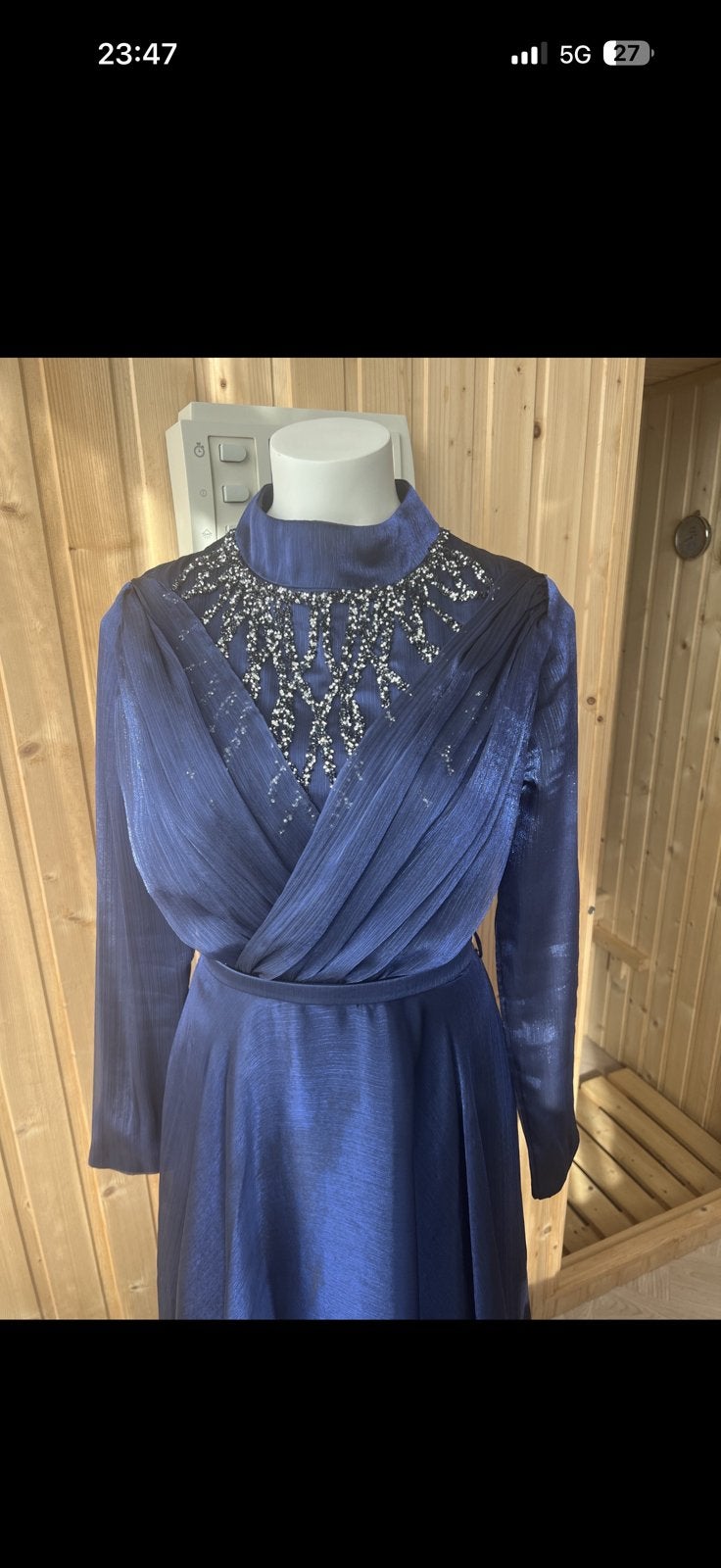 Galajurk avondjurk abiye hijab, Ophalen of Verzenden, Zo goed als nieuw, Blauw, Galajurk