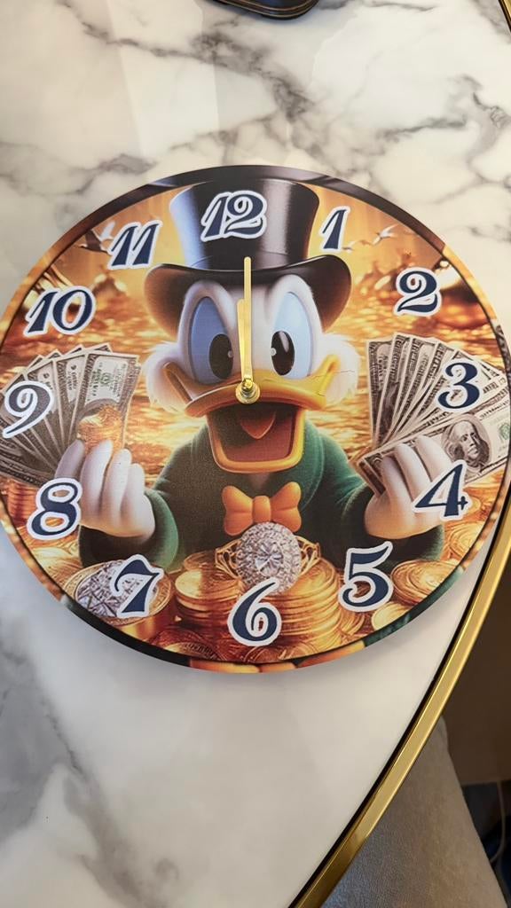 Klok Dagobert Duck, Ophalen of Verzenden, Zo goed als nieuw, Wandklok