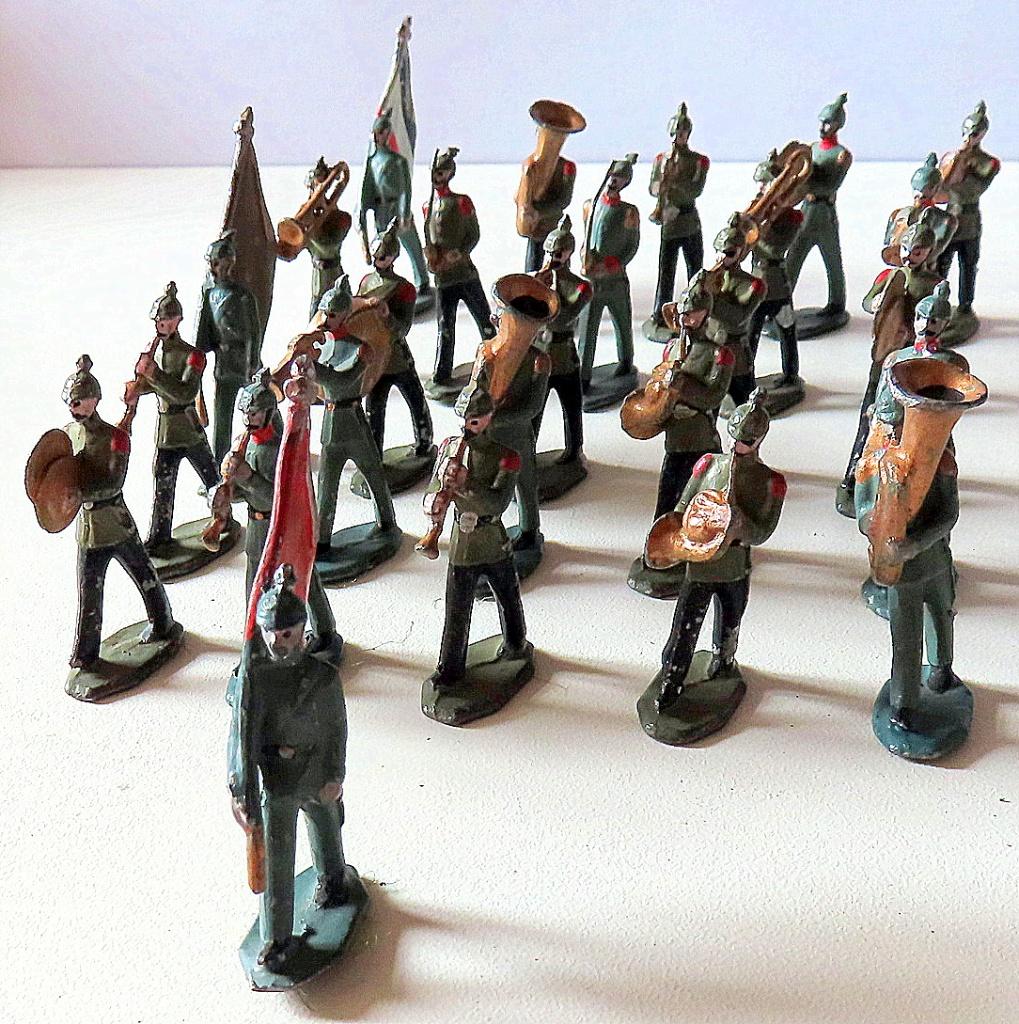 Uit inb.:26+3 tinnen duitse soldaten.muziekkorps WOI ,incl v, Verzenden, Zo goed als nieuw