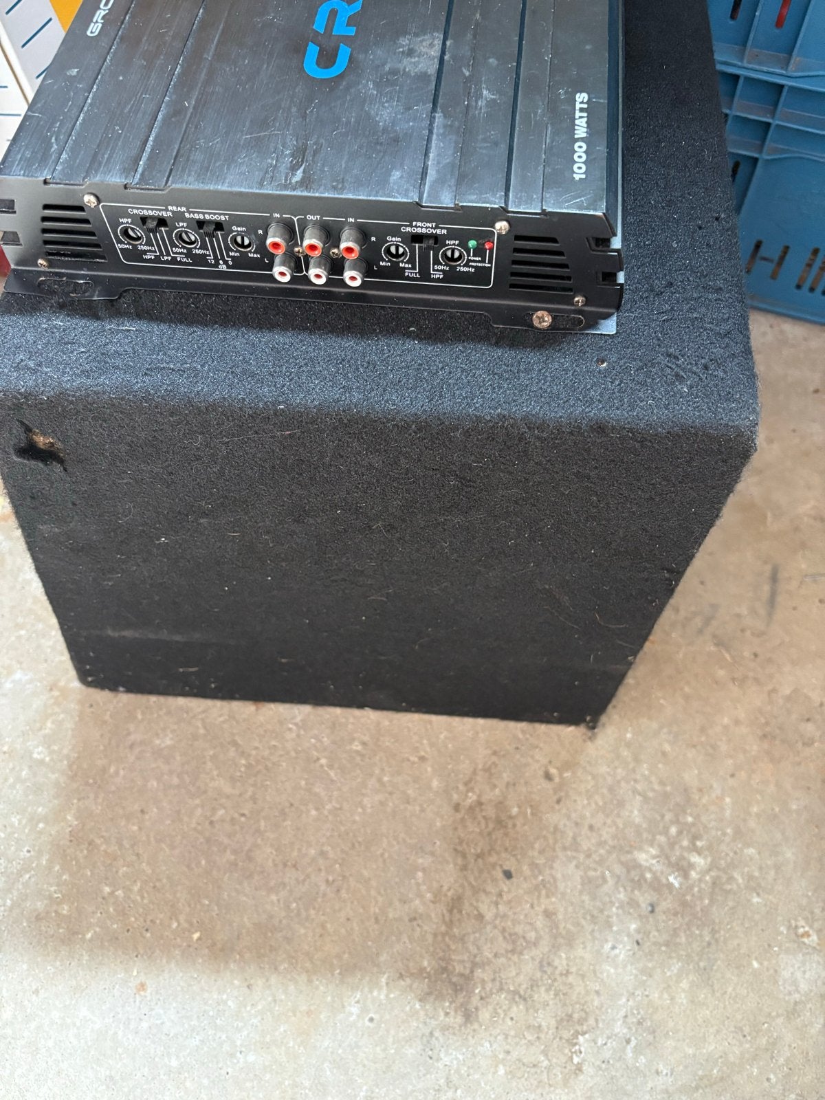 Crunch Groundpounder versterker , subwoofer en condensator, Ophalen, Gebruikt