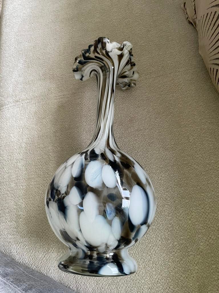 Glazen vaas bruin/ wit/ cobalt blauw, Ophalen of Verzenden