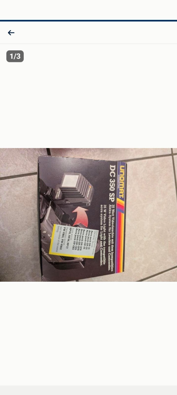 UNOMAT DC350 SP 35 watt  lamp NIEUWE voor camera, Ophalen of Verzenden, Nieuw