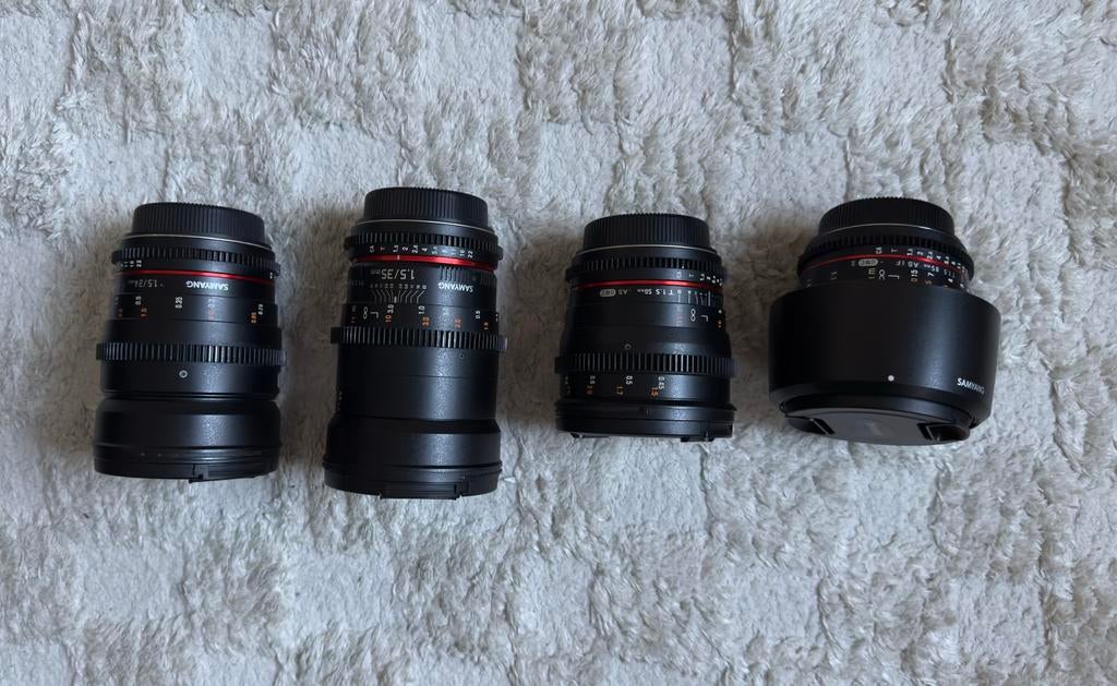 Samyang Cine Lens Set Canon EF – 24mm / 35mm / 50mm / 85mm, Ophalen, Zo goed als nieuw, Groothoeklens