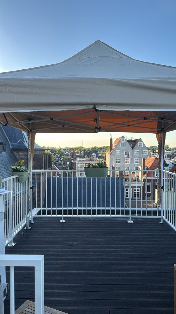 Zo goed als nieuwe Lifegoods Partytent 3x3m Waterdicht Beige, Tuin en Terras, Ophalen, Opvouwbaar, Minder dan 4 meter, Minder dan 5 meter