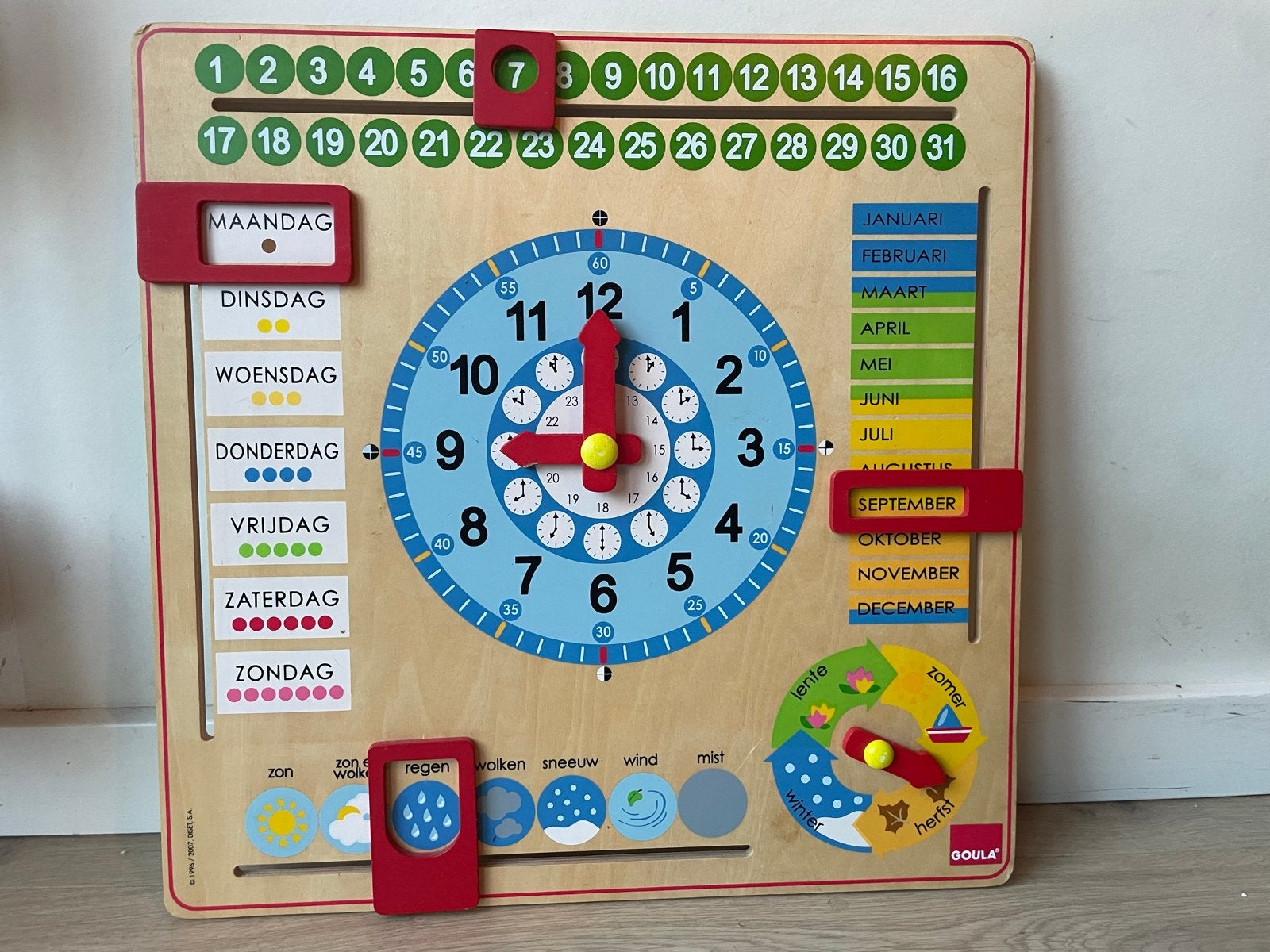 Goula Houten Kalender en Klok Educatief Speelgoed, Ophalen of Verzenden, Gebruikt, Ontdekken