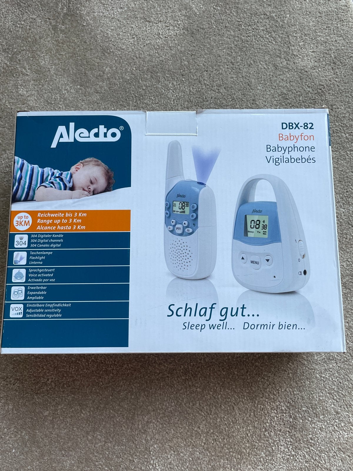 Alecto DBX-82 Babyfoon - Digitaal en Draagbaar, Ophalen of Verzenden, Nieuw, 250 meter of meer, Digitaal