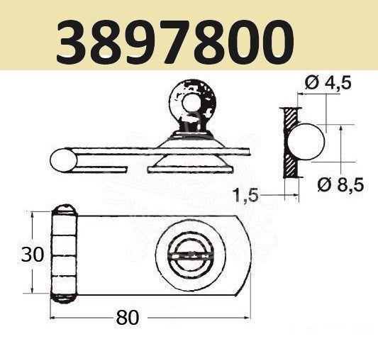 3897800 RVS Scharnierslot 80x30mm. € 17,95, Watersport en Boten, Ophalen of Verzenden, Nieuw, Overige typen