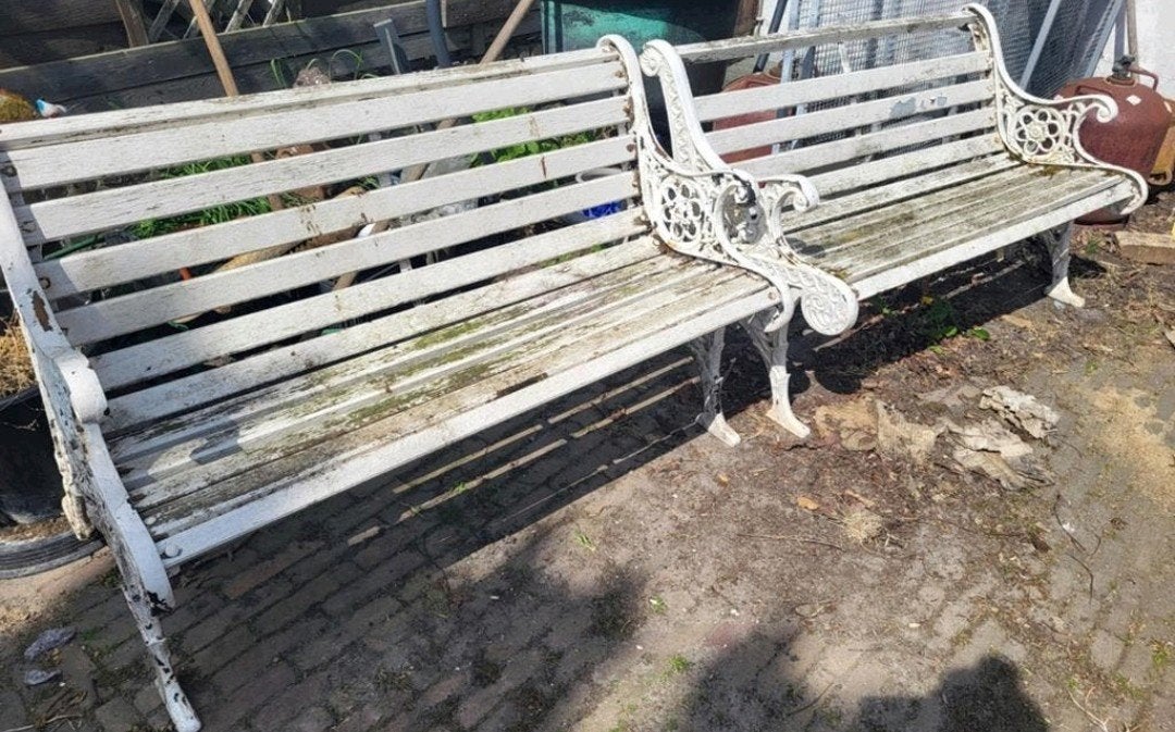 2 mooie zware gietijzeren tuinbanken, Ophalen, Gebruikt, Metaal