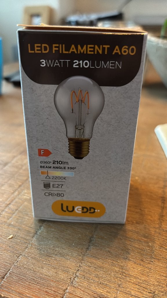 Led filament a60 3 watt 210 lumen, Led-lamp, E27 (groot), Zo goed als nieuw, Overige merken