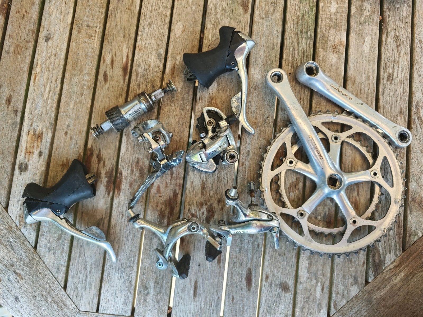 Vintage Shimano Dura-Ace 7000 Fietsgroep - Compleet, Crankstel of Pedalen, Gebruikt, Ophalen of Verzenden, Aluminium