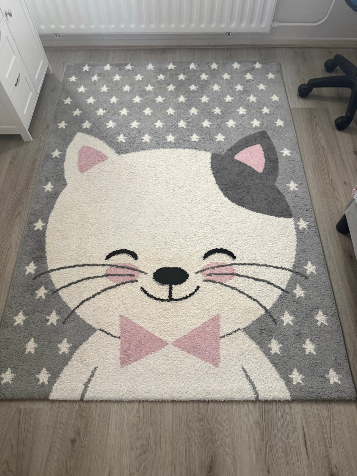 Leuk vloerkleed met kattenprint 120x170 cm, 100 tot 150 cm, Ophalen of Verzenden, Zo goed als nieuw, 150 tot 200 cm