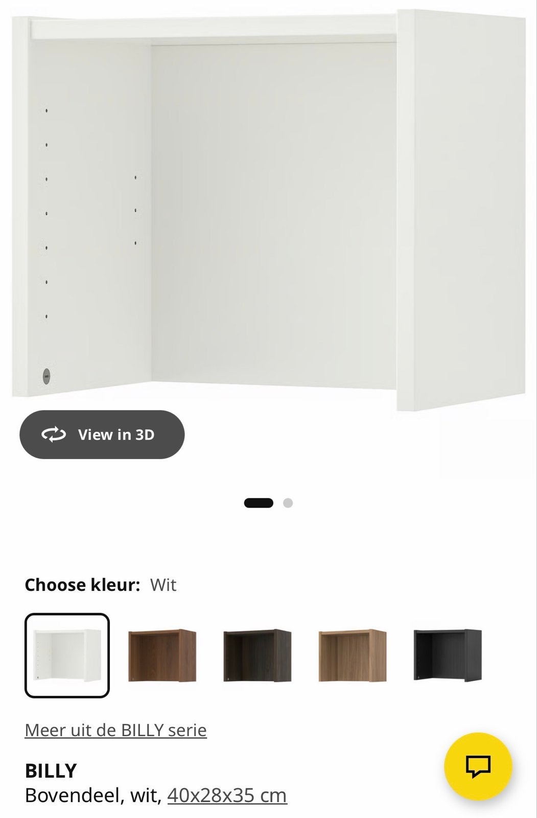 Ikea Billy Bovendeel, wit - 40x28x35 cm, Ophalen, Met plank(en), Minder dan 50 cm, Gebruikt