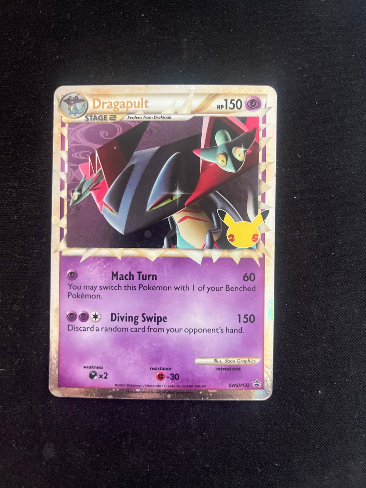 Dragapult SWSH132 Celebrations Pokémon Kaart, Ophalen of Verzenden, Zo goed als nieuw, Losse kaart, Foil
