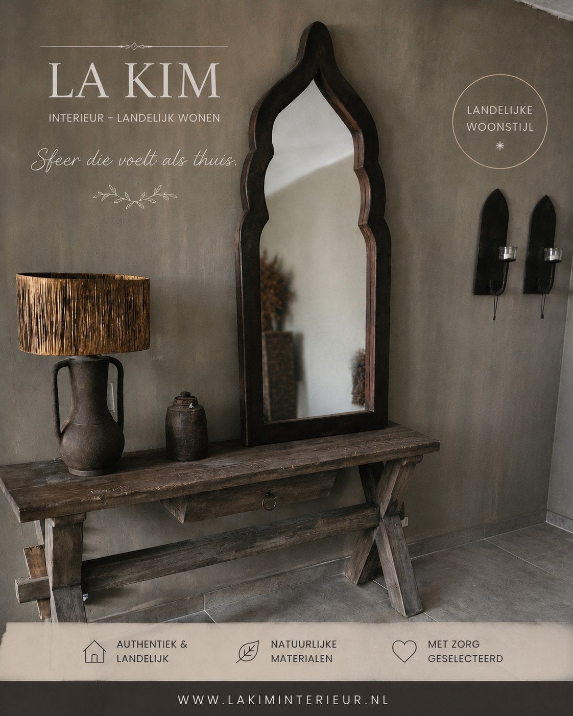 Sidetable/Spiegel/Lampen Hoffz, Ophalen, 100 tot 150 cm, Nieuw, 25 tot 50 cm