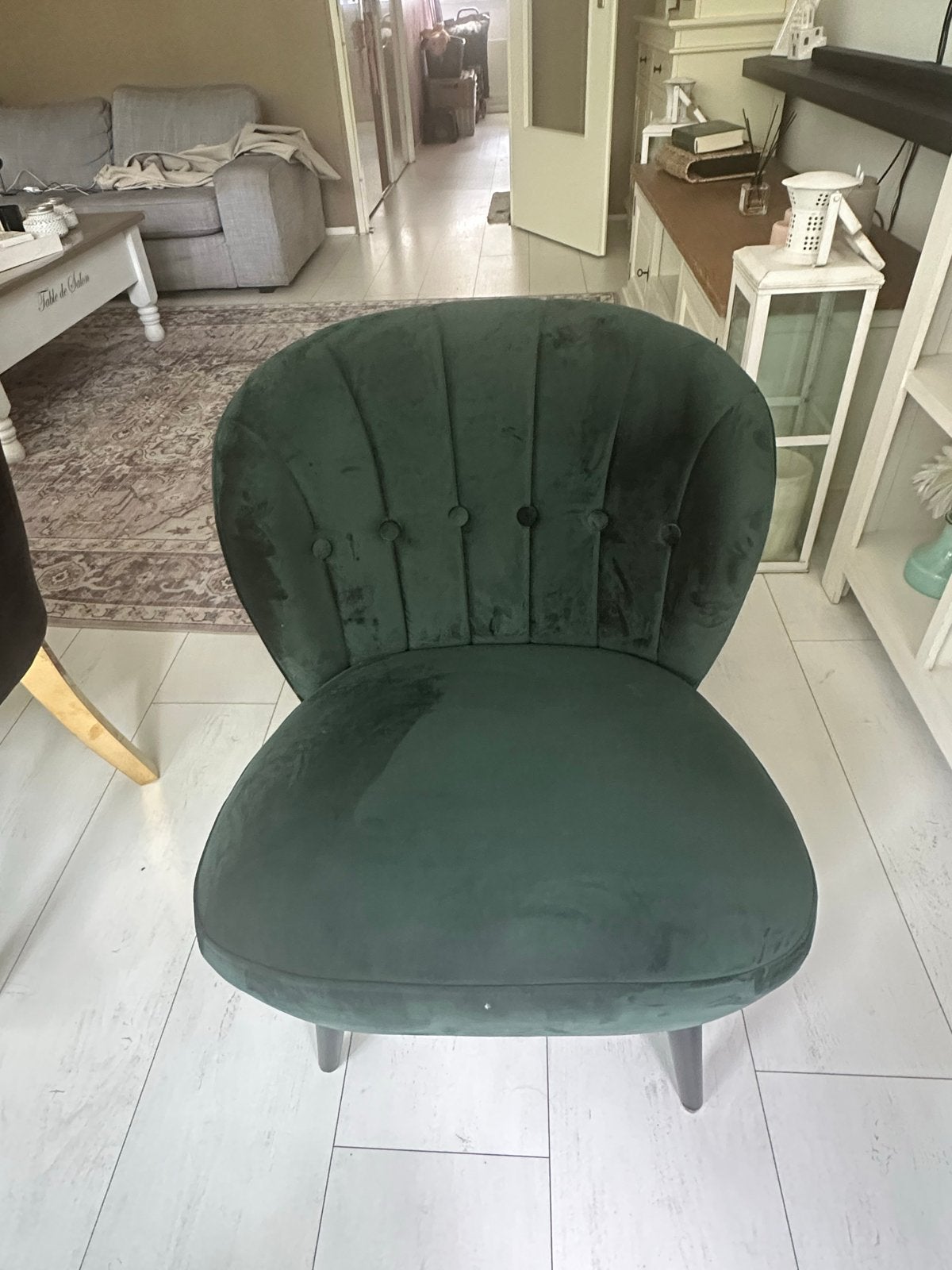 Luxe Kleine Fauteuil - Groen Velours, Huis en Inrichting, Fauteuils, Minder dan 50 cm, Minder dan 75 cm, Ophalen of Verzenden