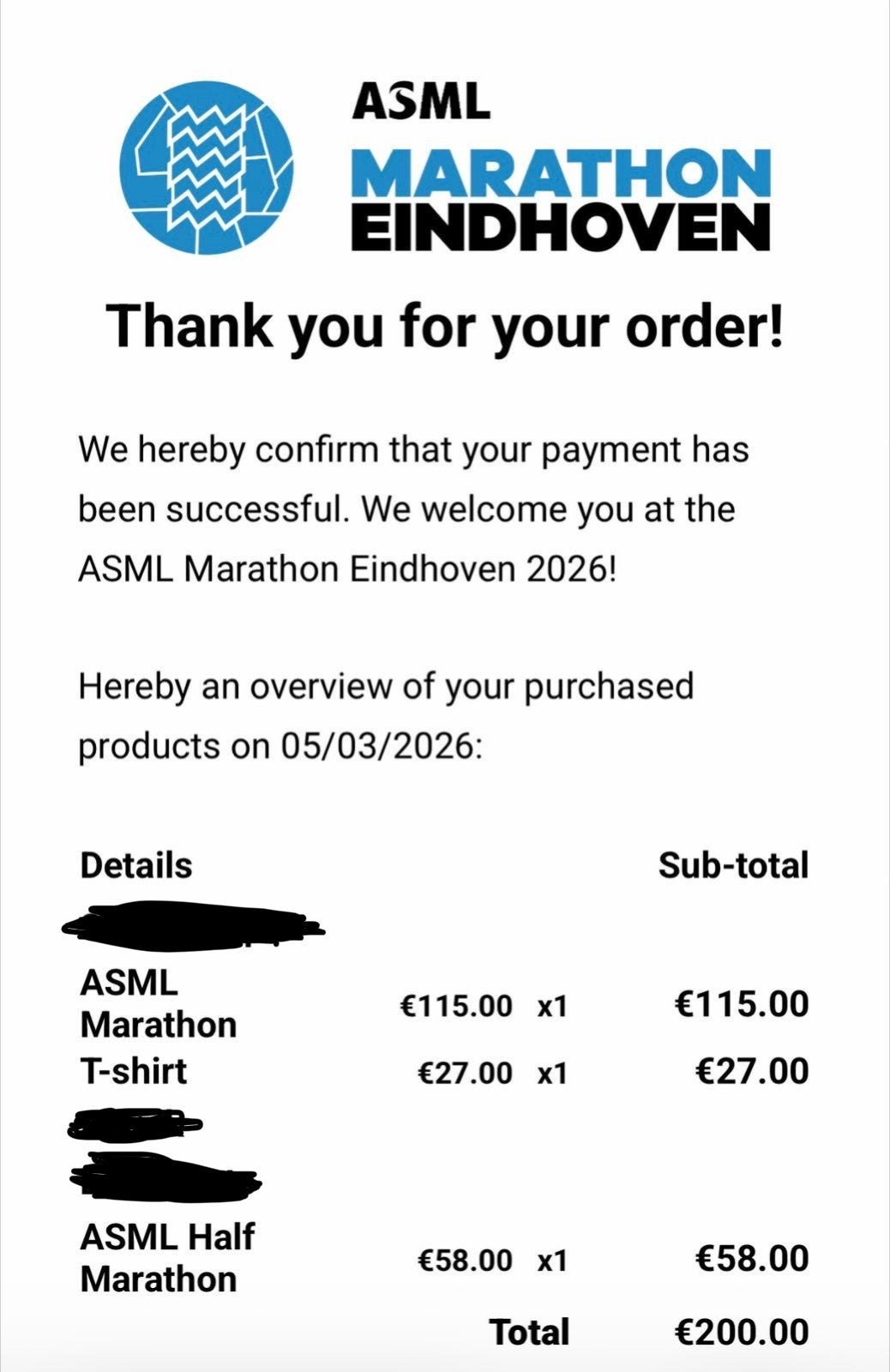 Startbewijs ASML hele marathon, Tickets en Kaartjes, Sport | Overige, Eén persoon, Oktober