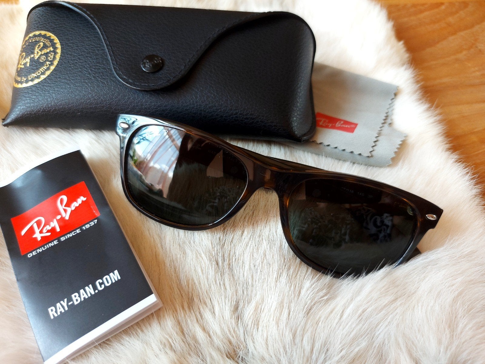 Ray Ban New Wayfarer classic bruin, Zonnebril, Bruin, Verzenden, Zo goed als nieuw
