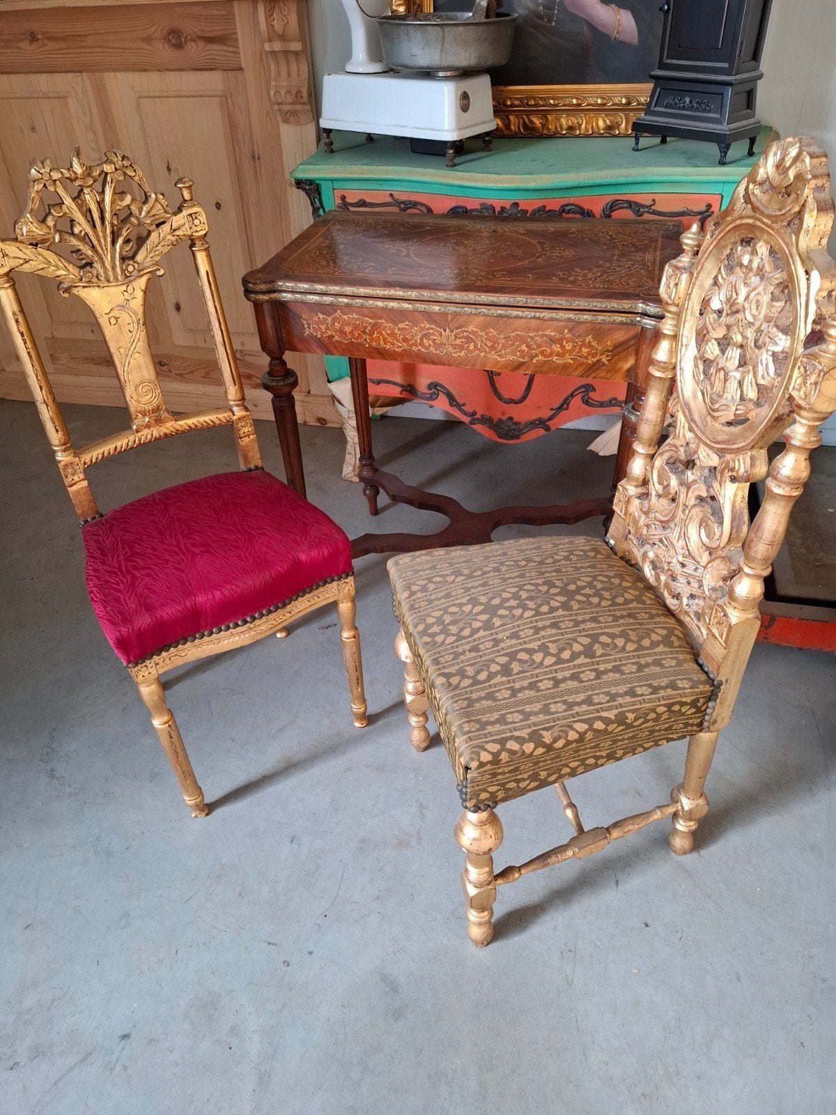 2x nieuwe barok stoelen met practige houtsnijwerk, Ophalen, Nieuw, Rood, Hout