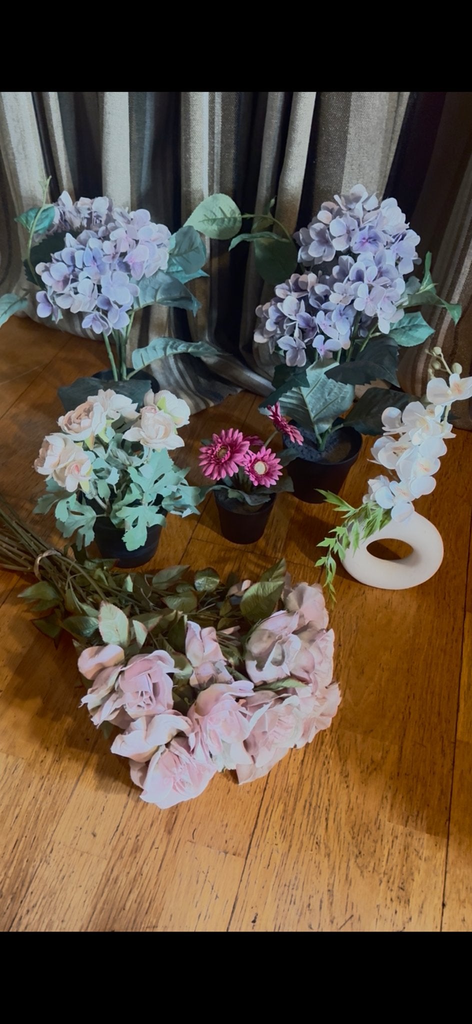 Diverse kunst bloemen planten roze paars hortensia rozen, Binnen, Textiel, Ophalen of Verzenden, Meerkleurig