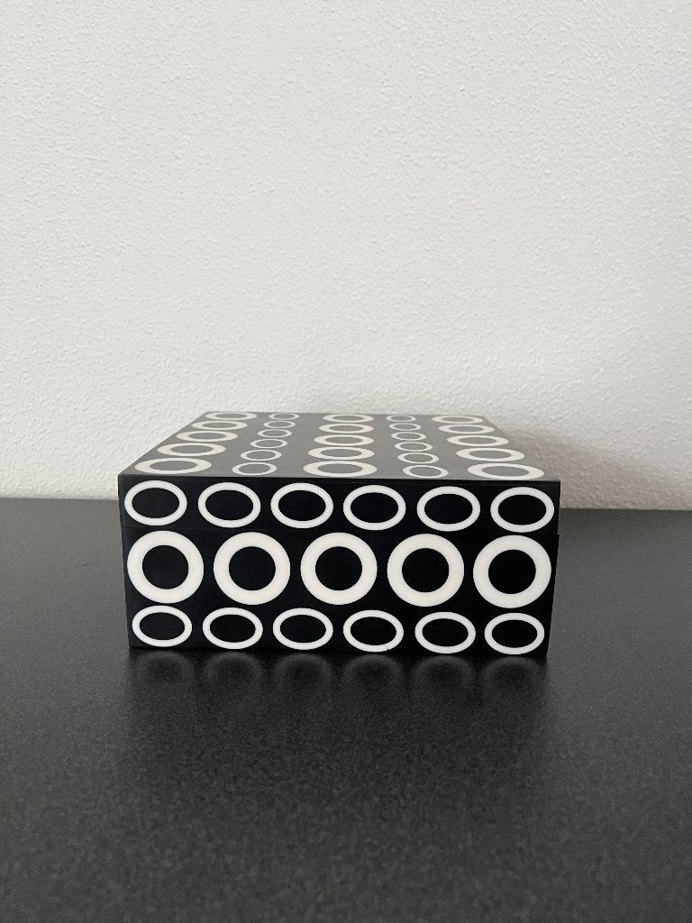 Luxe decoratie box vierkant zwart/wit Circle Nieuw!, Hout, Meerkleurig, Nieuw, Ophalen of Verzenden