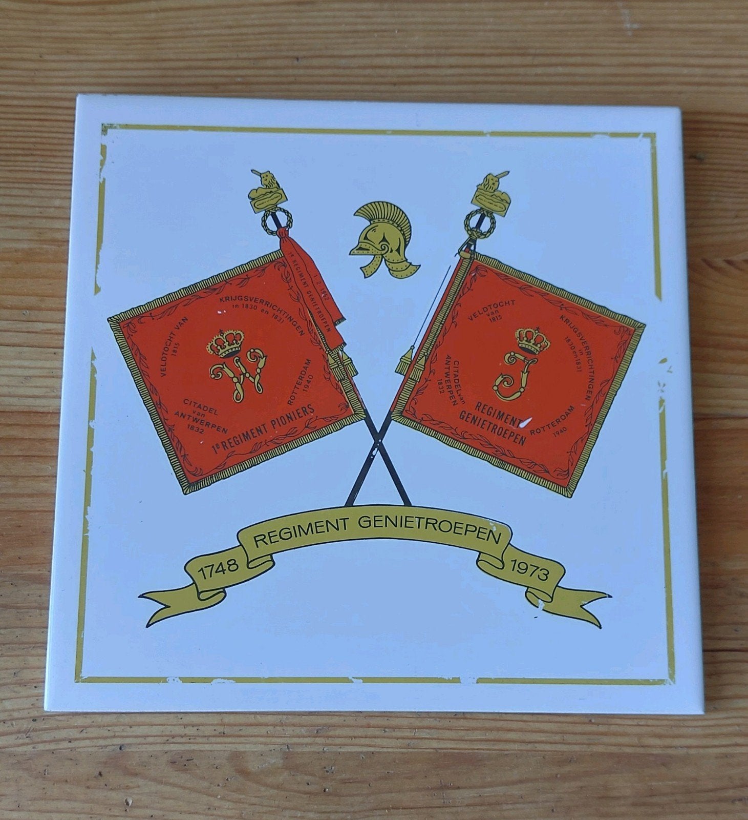 Tegeltje Regiment Genietroepen, Verzamelen, Ophalen of Verzenden, Landmacht, Nederland, Kunstobject