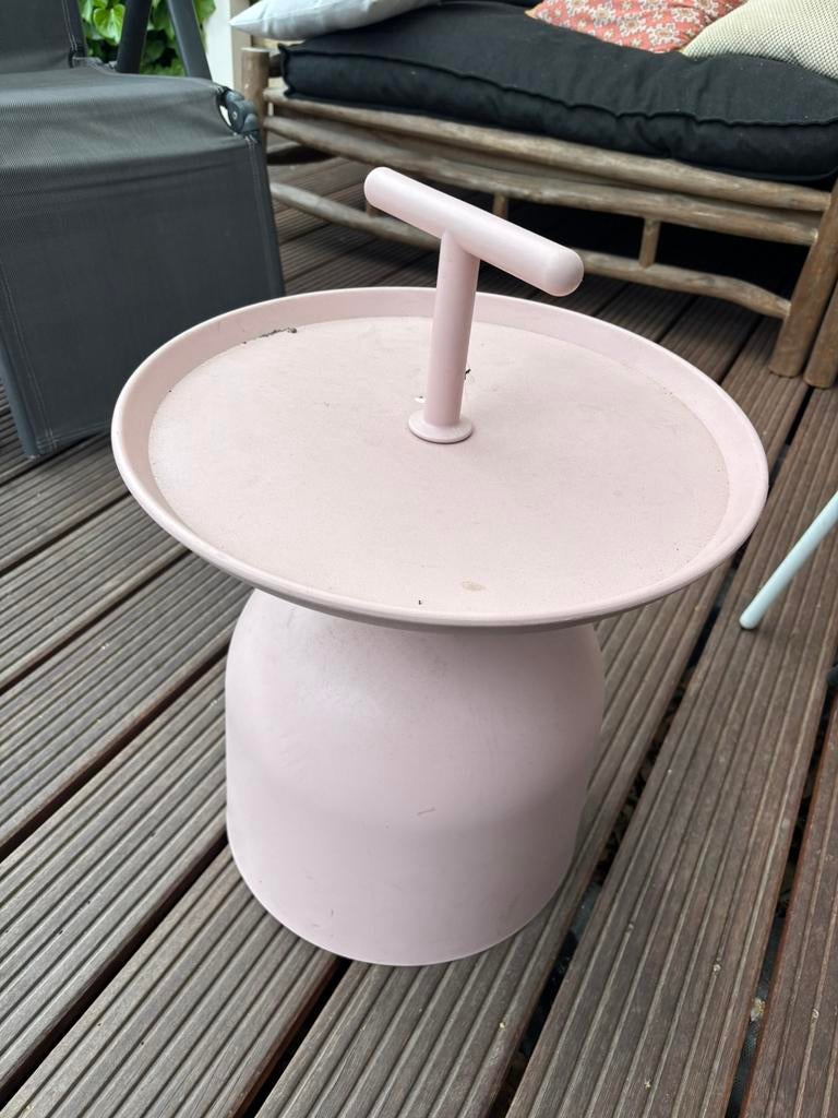 Tuin bijzettafel rose, Huis en Inrichting, Tafels | Bijzettafels, Minder dan 55 cm, Rond, Zo goed als nieuw, Ophalen