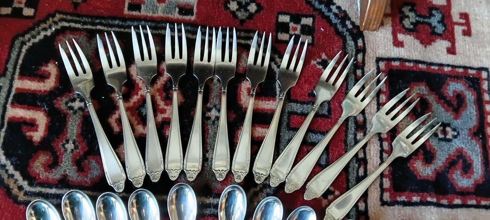 Gero Zilmeta: 12 gebaksvorkjes en 12 theelepeltjes (11.2 cm), Ophalen of Verzenden