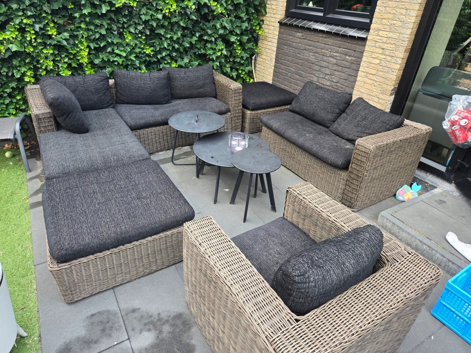 Complete Tuinset met Loungeset en Bijzettafels, Gebruikt, Meer dan 8 zitplaatsen, Ophalen of Verzenden, Bank